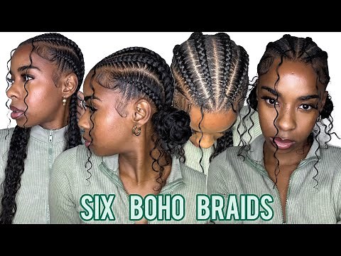 Straight Back Stitch Braids On Myself With Curls! | Beginner Friendly | Super Easy To Follow!!