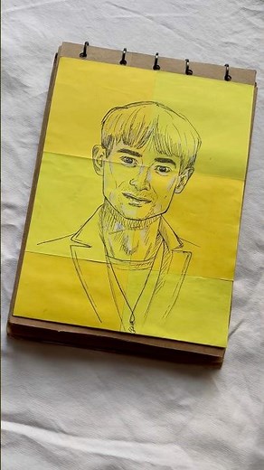 Portrait Drawing using Post it Notes (Sticky notes) & Black Gel pen #art #portraitdrawing #drawing