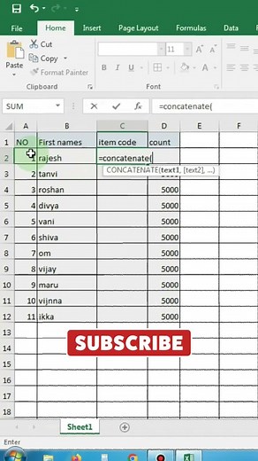 generate item code like this in excel