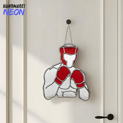 Boxer Stained Glass Suncatcher: Boxing Fighter Window Hanging Art, Sports Decor - Etsy