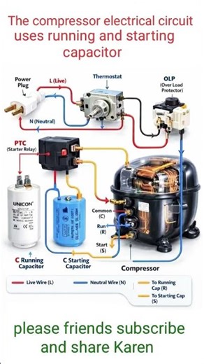 Fridge compressor OLP really & capacitor connection#refrigerator compressor OLP & relay connection