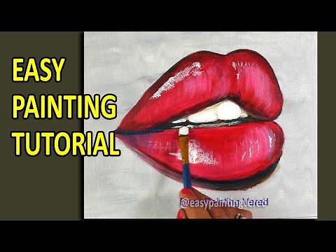 How to paint RED LIPS | Acrylic painting step by step