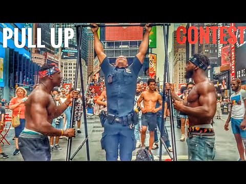 Street workout | @BrolyGainz007 challenge New Yorkers to a pull up contest in time square