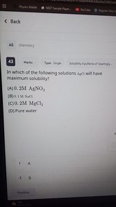 Question:In which of the following solutions will AgCl have ma... | Filo