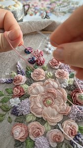 9.3K views · 13K reactions | French knot stitch 朗 on handembroidery. Mouline threads #needlework floral design on canvas. | Sina Crafts | Facebook