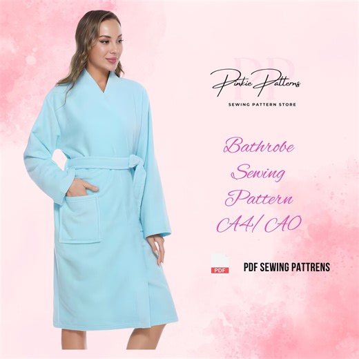 Bathrobe Sewing Pattern PDF | A4 Kimono Robe Pattern | Unisex Spa Robe | Towel Robe Sewing | Loungewear DIY | Digital Sewing Download - Etsy