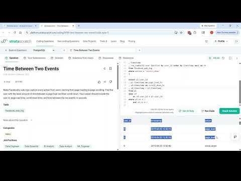 Mock SQL Interview Problem: Meta time between two events (Hard)