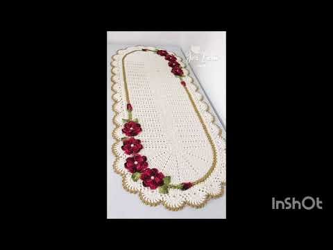 Crochet table runner beautifully decorated piece of coffee table different colours and design nice
