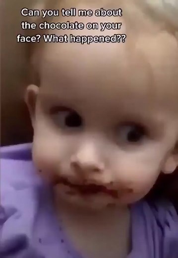 Little Girl Washing Her Face with Chocolate - Funny Moment