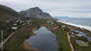 Mountains, lakes and the ocean from Betty's Bay in South Africa