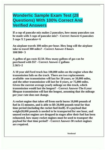 Latest Wonderlic 50 questions and Answers with complete solution520 video