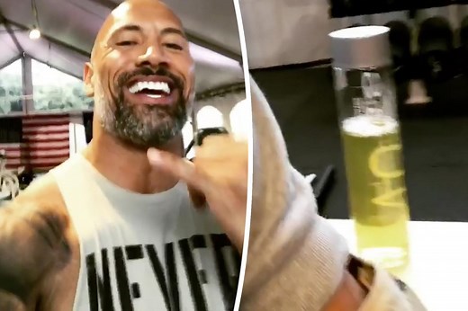 'The Rock' shows his fans bottle of pee while working out in the gym in 2017