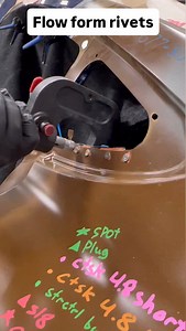 4.7K views · 511 reactions | Some flow form rivets getting compressed with the xpress 800 on this 1/4 panel replacement.. have you done this process • #flowform #tesla #luxurycarrepair #bodyshoplife #autobody #bodyshop #panelbeater #collision #collisioncenter #autobodyshop #autobodyrepair #collisionrepair | Luxury Car Repair | Facebook
