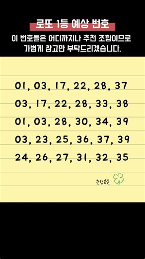 Here are the predicted winning numbers for the 1216th Lotto draw! ②
