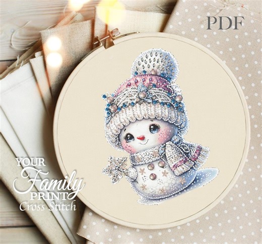 Winter Baby Girl Snowman Cross Stitch Pattern (PDF Download) - Etsy