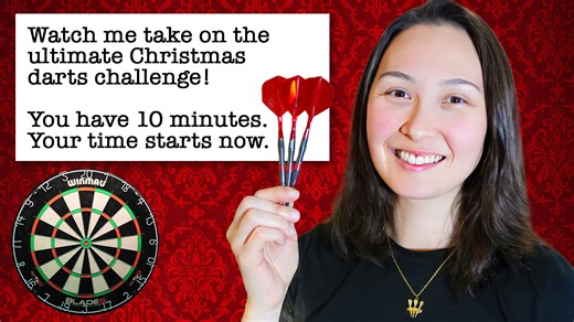 My wife surprised me with a Taskmaster-style darts challenge that looked festive… and turned ruthless fast 😨 🎯💍 Interested in a signature Jen Mounts Dart Ring? Head on over to Lucky Blown Glass ➡︎ https://www.luckyblownglass.com/jen-mounts | Jen Mounts