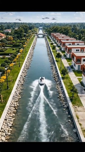 From Construction Chaos to Urban Paradise | Cinematic Canal & Smart Housing Transformation#shorts