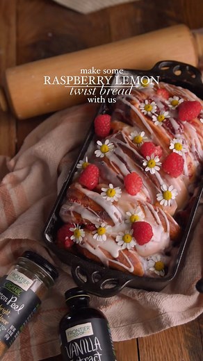 Raspberry Lemon Twist Bread (Babka) 🍋🍞 It’s finally time to celebrate the coming of spring, and this sweet bread is the perfect way to do so (I think so, anyway) ✨🌷🌿 I mean, what screams spring more than bright citrus and juicy berries?! The combo of lemons and raspberries in this loaf is seriously just *chef’s kiss.” Add in a bit of delicious @frontiercoop pure vanilla extract and it’s staple recipe you’ll be making every spring. Here’s how to make it: Ingredients: 1 stick (½ cup) unsalted 