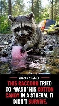 This racoon tried to wash his cotton candy. He learned a hard lesson in physics. 🦝💔