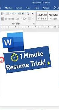 💼 Create a Professional Resume in MS Word in 60 Seconds! ⏱️ | Easy Resume Trick 🔥