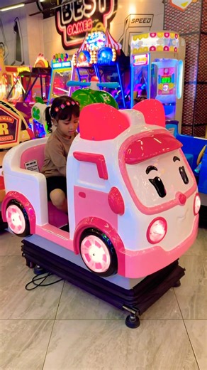 Just took a ride on a super cute pink Hello Kitty mini bus! 💕🐱🚌 #cutebaby