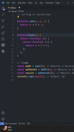 Understanding Currying in Javascript || #javascriptinterview #ytshorts #shorts #codingshorts