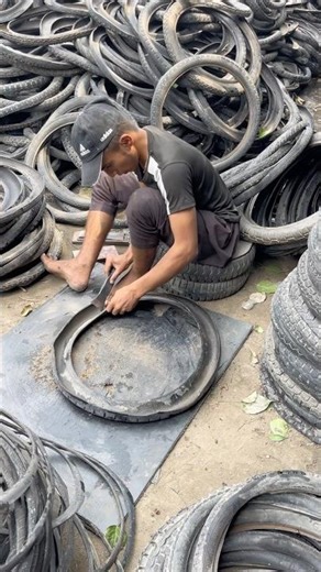 How is the process of recycling old used tires done in a factory? You’ll Be Shocked #shortsfeed