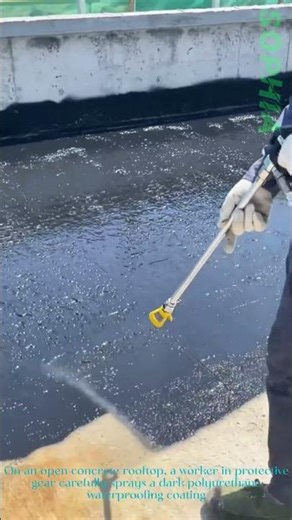 Polyurethane Waterproofing!Spraying Protection on Concrete Surfaces