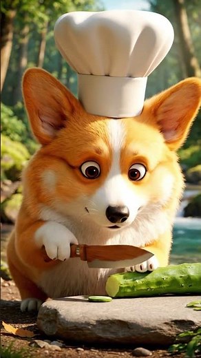 Cute Fat Corgi Chef Cooking Fried Rice in Nature 🍳🐶 | Realistic Forest Cooking ASMR