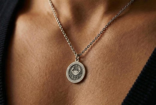 Unisex Celestial Jewelry · Zodiac Cancer Coin Necklace · Custom Engraved Astrology - Etsy