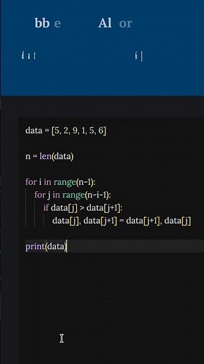 Bubble Sort in Python 🐍 | Simple Sorting Algorithm Python #shorts #youtubeshorts