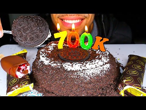 ASMR OREO ICE CREAM CAKE MAGNUM BARS SOFT EATING SOUNDS JERRY 700K CELEBRATION MUKBANG 먹방 THANK U