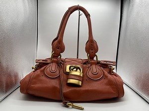 Chloe Paddington Handbag Shoulder Bag Red Orange Padlock Leather Key Auth 1219 | eBay