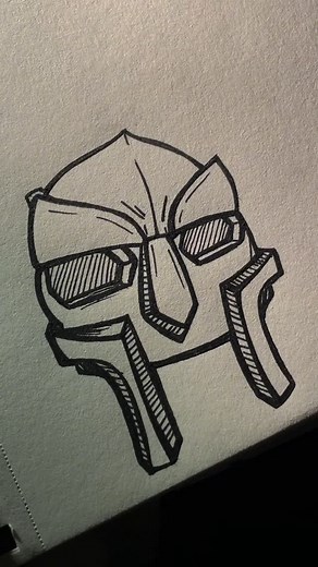 A K I on Instagram: "MF Doom mask simple tutorial #art #artidea #drawing #sketchbook #sketch #artistoﬁnstagram"
