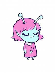 pressure popping animation of smiling alien girl