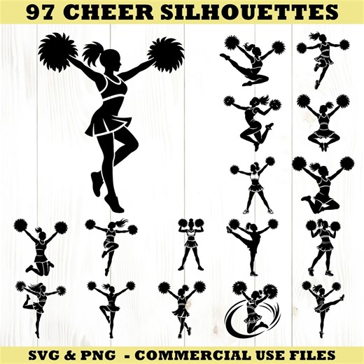 Cheerleader Silhouette Svg & Png Bundle for Cricut and Laser Engrave Projects Instant Downloads - Etsy