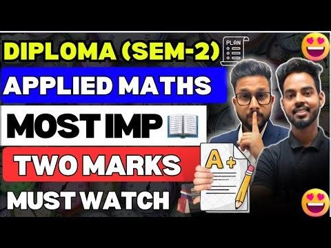 DIPLOMA (SEM-2) | Applied Maths | Most Important Two Marks Questions | Must Watch |