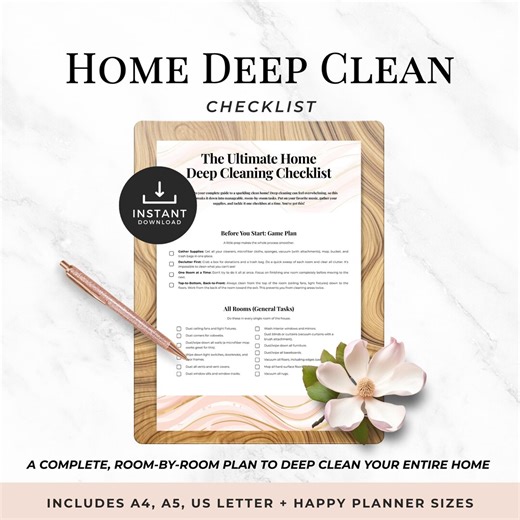 Deep Cleaning Checklist Printable PDF, Structured Home Reset Cleaning List for Busy Moms, Clear Easy to Follow Deep Clean Plan - Etsy