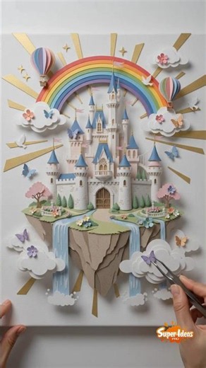 🌈 Mira Cómo Nace Este Castillo de Papel Paso a Paso #art #shortvideo #viralvideo #craftideas