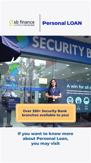 Want to know how to apply for an SB Finance Personal Loan via a Security Bank branch? 👀 Pumunta kami sa Security Bank Project 6, Visayas Avenue Branch to check it out! How was our experience? Smooth, simple, at hassle-free—ganito dapat ang loan experience. ✨ Borrow up to PhP 3 million with flexible terms of up to 36 months, perfect for home upgrades, negosyo, or the personal goals you’re working towards. Experience a loan journey that puts you first. Visit your nearest Security Bank branch toda