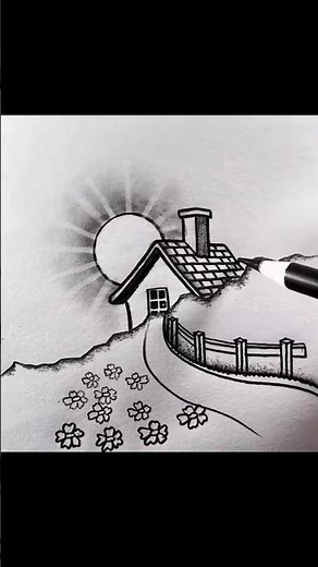 Mesmerizing flowers drawing scenery with pencil ✏️📝 | Easy pencil sketch art