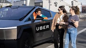 Picking Up Uber Riders In A CyberTruck!! | Steven Schapiro