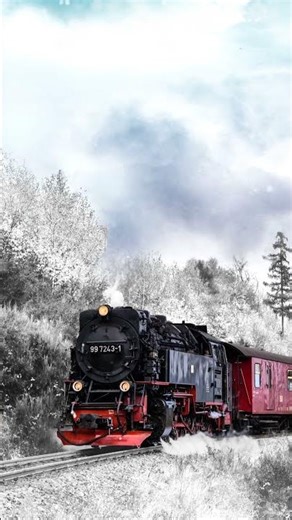 Winter Express: Locomotive Through Snowy Mountains | 4K Cinematic Nature Relax