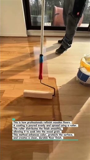Wood Floor Coating Process | Smooth & Even Finish #woodfloor #flooring #renovation