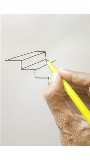 How to draw easy 3d stair ine point perspective #shorts #drawing