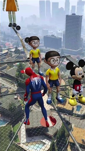 Spider-Man vs Minions vs Mickey Mouse vs Nobita Ragdoll Battle GTAV Ragdoll #shorts #gtav #gta #gta5