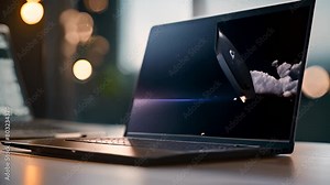 Laptop Displaying Rocket Launch Simulation Generative AI