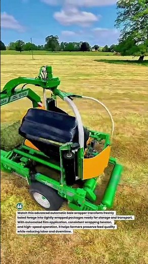Automatic Bale Wrapper in Action! Fast Hay Packaging #FarmingTech #HayBaling #AgriMachinery