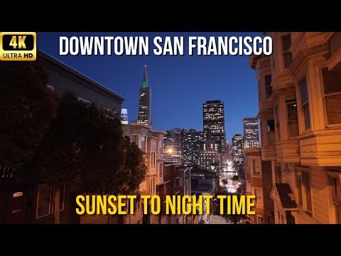 [4K] Downtown San Francisco Sunset to Night View. [4K] サンフランシスコ中心部の夕日から夜景。