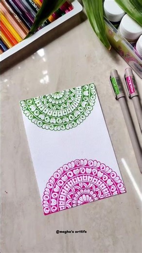 simple mandala draw 🩷💚 #shorts #mandala #ytshorts